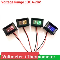 2IN1 Voltmeter + thermometer METER LED Digital display temperature meter voltage volt TEMP sensor for DC 12V 24v car Water  Air