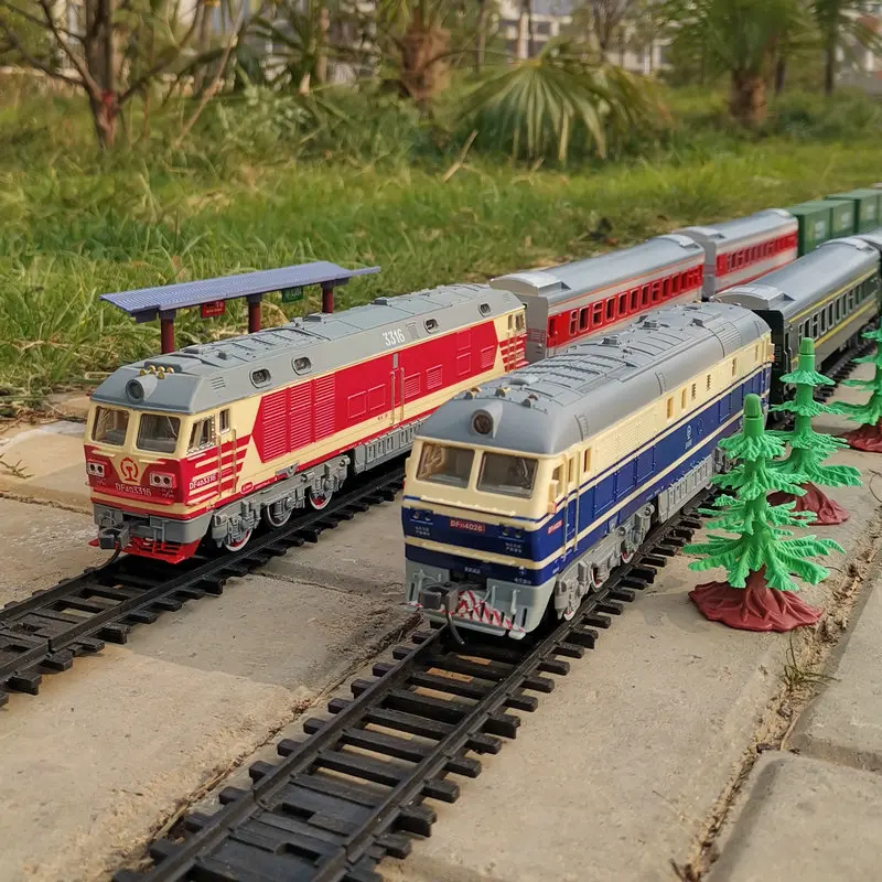 Diecast 1/87 Dongfeng YZ22 carro de pasajeros modelo de tren puertas y luces abiertas colección para adultos juguetes de exhibición estática para niños