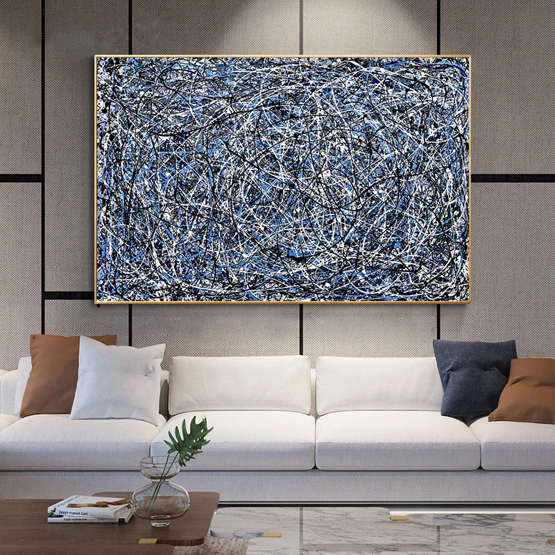 Jackson Pollock Abstract Artwork Paintings Black White Lines Canvas Painting Posters and Prints Wall Pictures for Living Room