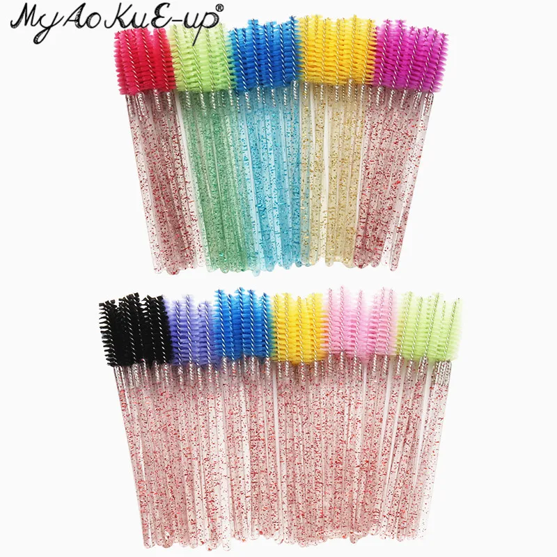 Neue Kristall Wimpern 150 Stück Diamant Griff Pinsel Mascara Zauberstäbe Applikator Kosmetik bürste Einweg Make-up Pinsel Werkzeuge – Detail 2