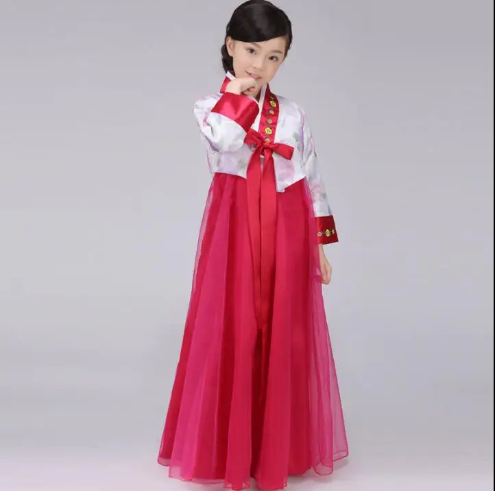 Vestido Hanbok para niñas, baile coreano para niños, 100-160cm, actuación clásica en escenario, primavera