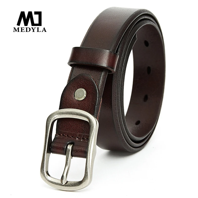 MEDYLA Lady Belt With Classic Buckle Alloy Buckle With Adjustable Ladies Luxury Brand Cute Thin Belt Made of 100% Cowhide