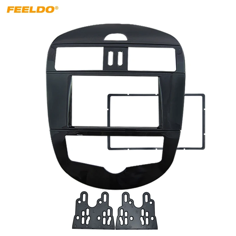 

FEELDO Car Stereo Fascia Frame For Nissan Tiida 2011-2016 Pulsar SSS(Auto AC) 2DIN Radio Plate Panel Dashboard Mount #AM5022