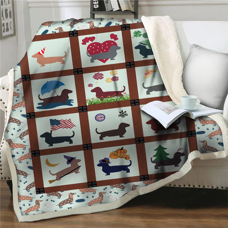 

Cartoon Throw Blanket 3D Pet Dog Series Soft Warm Flannel Blanket Quilts Cover Travel Nap Blankets for Sofa Beds Home Decotation