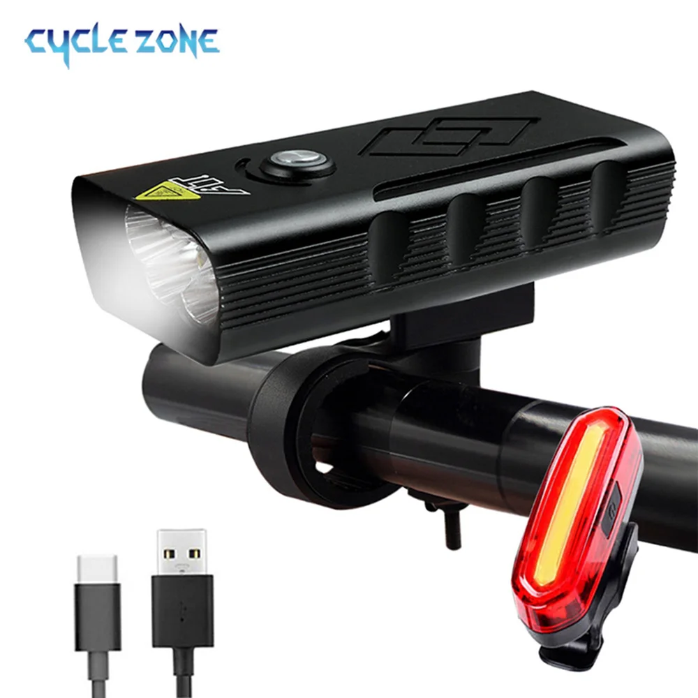 

9600mAh Bike Light TYPE-C Charging Rechargeable Bike Headlight 5*T6 LED Super Bright Flashlight Front Lights and Back Rear Light