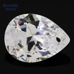 Single Hole AAAAA Pear Shape Brilliant White Cubic Zirconia Stone For Jewelry Making 4x6~15x20mm High Quality Loose CZ Beads