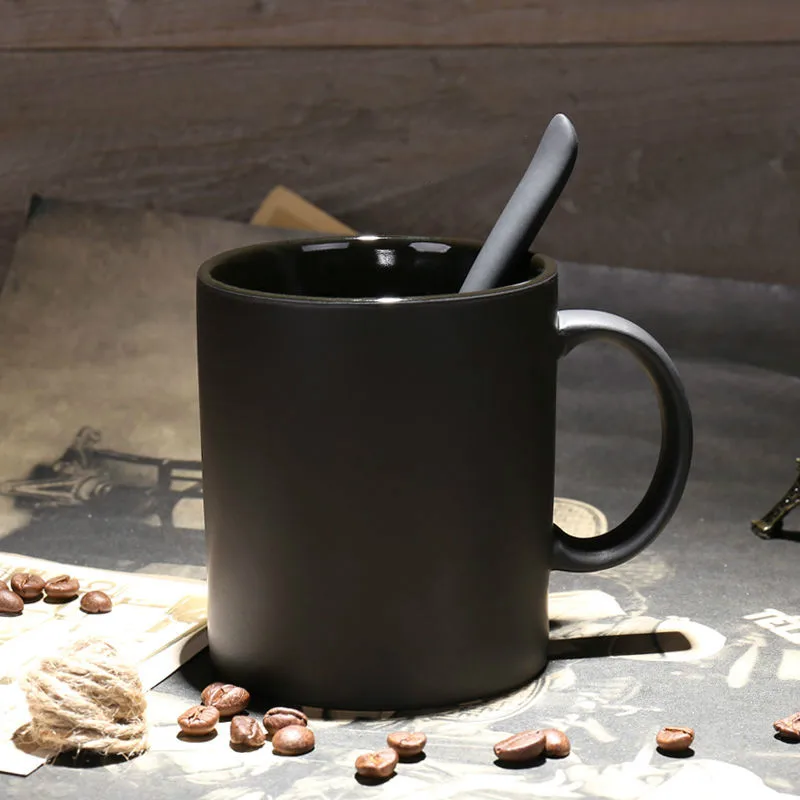 420ml Ceramic Mugs Pure Color Classic Mugs with Spoon Lid Milk Coffee Cup Mark Drinkware Novelty Gifts