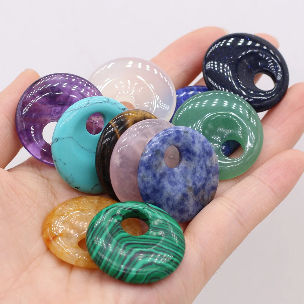 Natural Stone Beads Semi-precious Stones Round Big Hole Beads for Jewelry Making DIY Necklace Bracelet Earrings Accessories 30mm