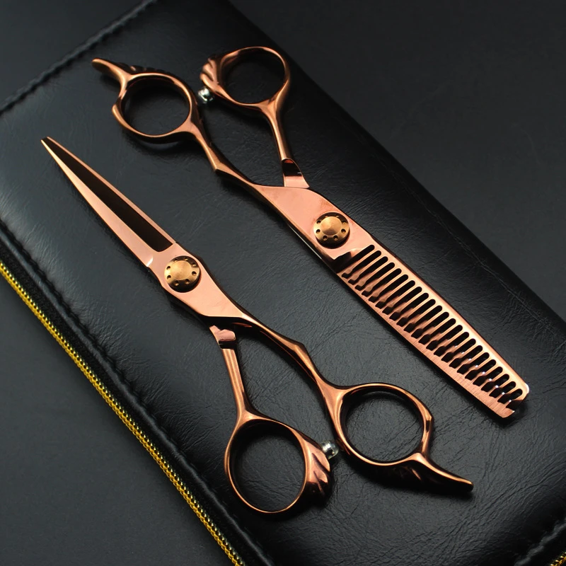 professional Japan 440c 6 '' Bronze hair scissors thinning barber makas haircut scisors hair cutting shears hairdresser scissors