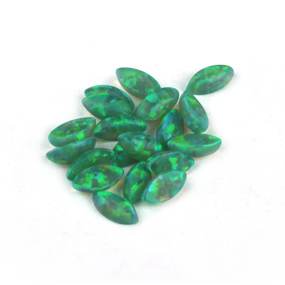 2*4mm 3*6mm Green Resin Stone Marquise Cut Cabochons OP11 Synthetic Fire Opal Green Gemstone