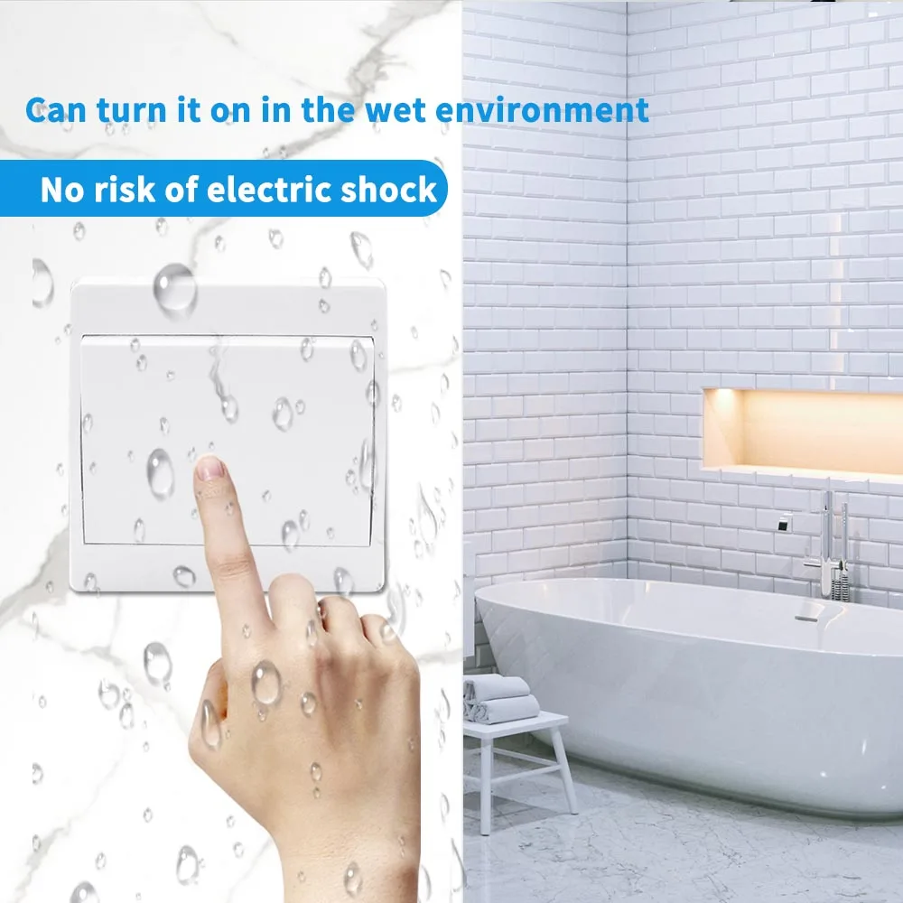 Self-powered Wireless 1Gang/2Gang Waterproof Push Button Switch 150m Control Distance Home Improvement 90-240V