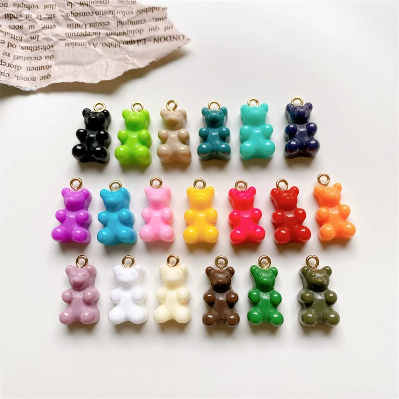 50PCS Korea Resin Color Three-dimensional Simulation Candy Bear Necklace Earrings Headdress Pendant Pendant DIY Jewelry