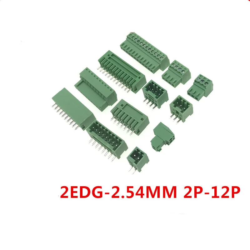 5Pairs 15EDG 2.54 mm KF2EDG PCB Screw Terminal Block Connector Right Angle/ Straight Needle Plug Pin Header Socket 2-12 Pin