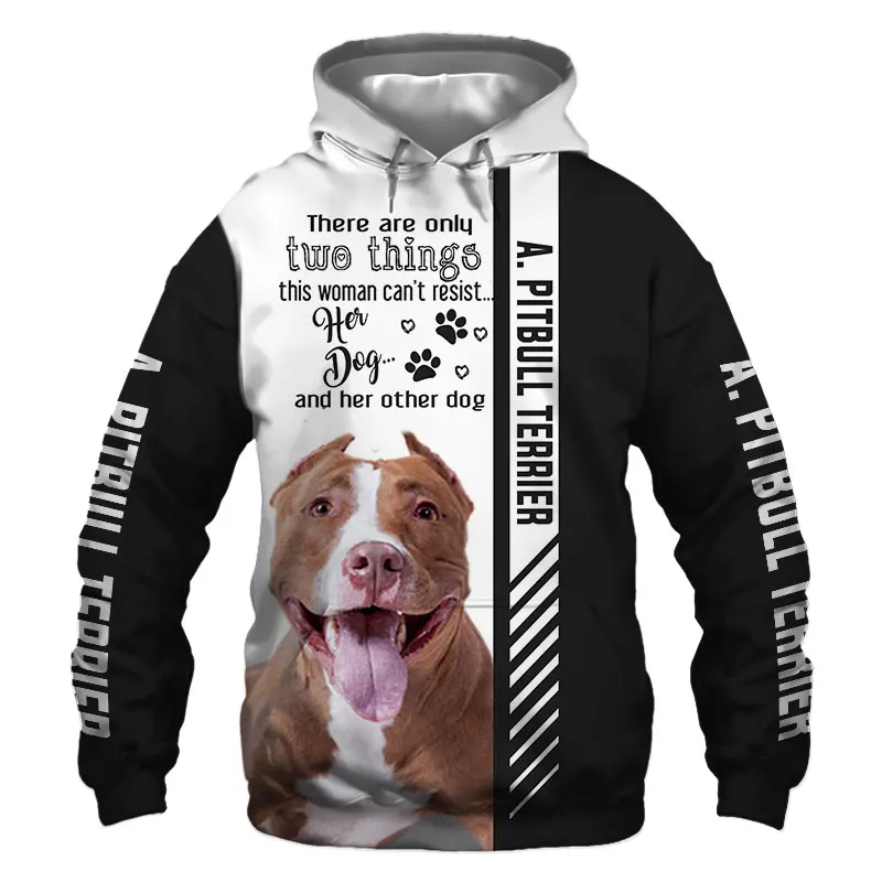 

American Pit Bull Terrier 3D Print Jacket Men/women Harajuku Hoodie Unisex Casual Streetwear Sweatshirt Pullover Sudadera Hombre