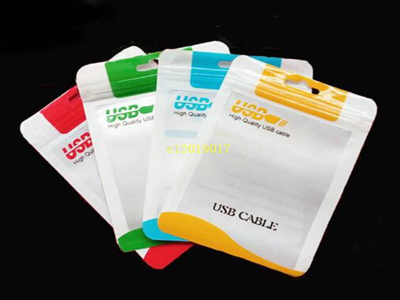 

15*10.5/14*8cm Zipper Plastic Retail bag Package hang hole Poly packaging for USB cable poly opp packing bag