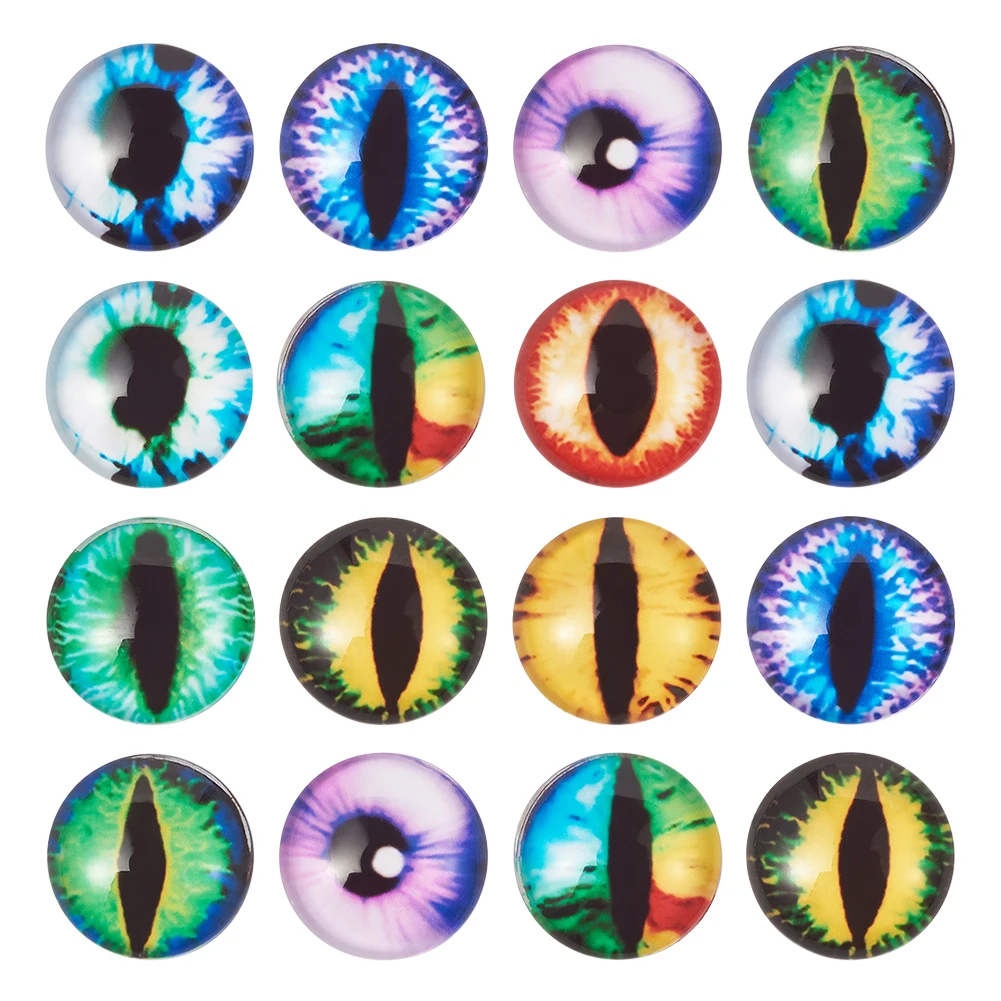 pandahall 200pcs 20x6mm Dragon Eyes Cabochons Half Round/Dome Glass Cabochon for DIY Jewelry Making Accessories Cameo