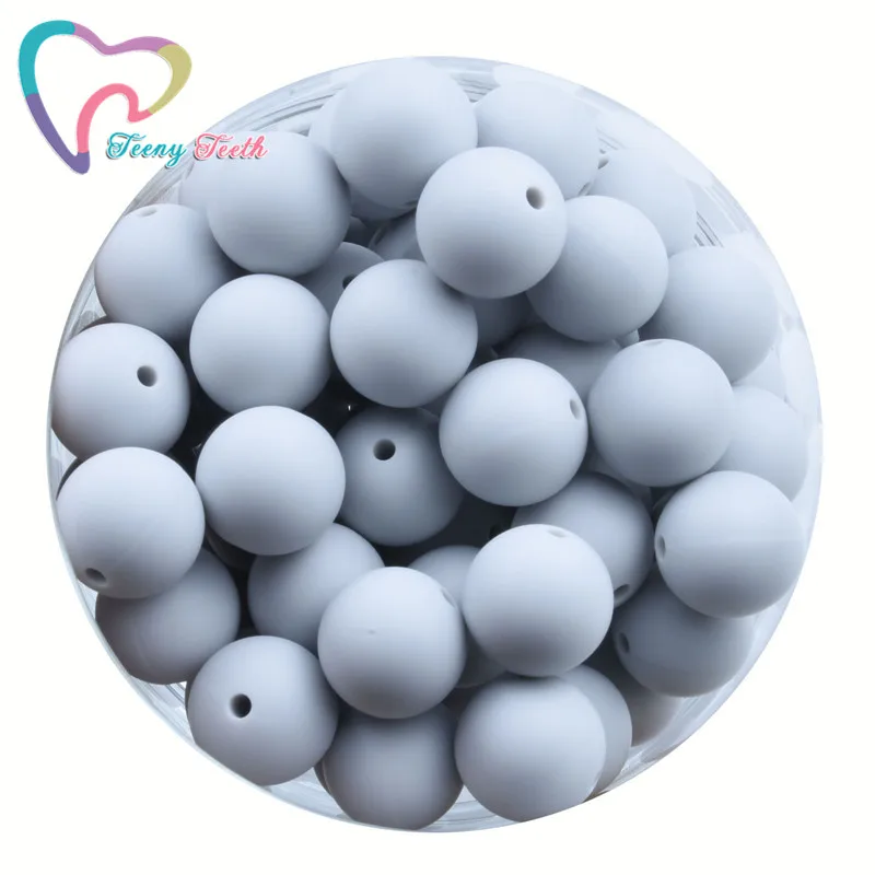 

Teeny Teeth 100 PCS Glacier Gray Silicone Beads Round 12-19 MM Baby Teething Beads BPA Free Mordedor Perle Silicone Dentition