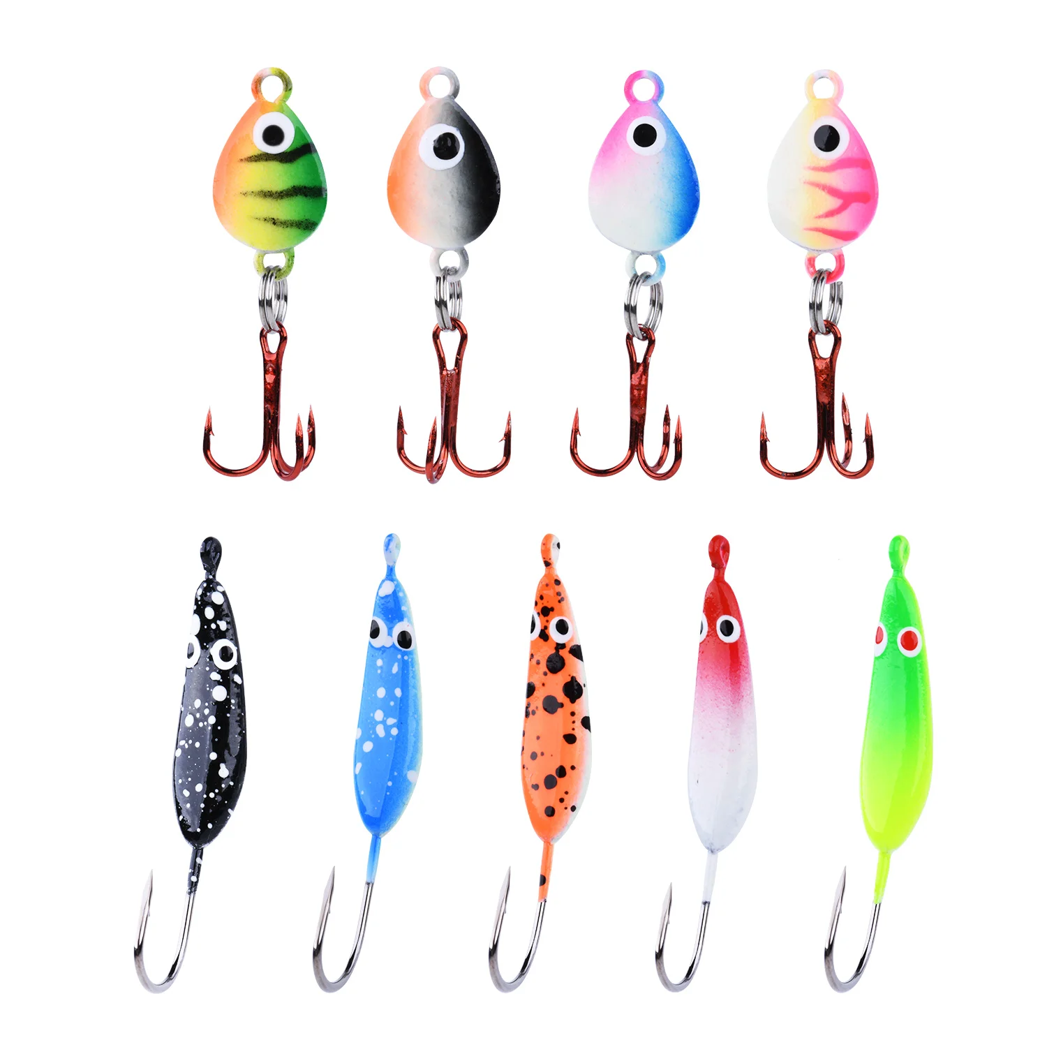 Goture 9-15pcs/Box Mini Ice Jig Lure Kits Winter River Fishing Bait 1.7-3g 20-35mm Metal Fish Lead Head Hook Bait Fishing Tackle