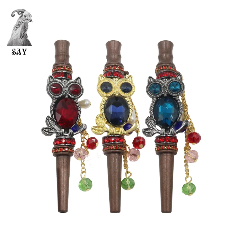 SY 1PC Reusable Hookah Mouthpiece  Animal Shape Handmade Inlaid Jewelry Alloy Shisha Mouth Tips Chicha Narguile Mouthpieces