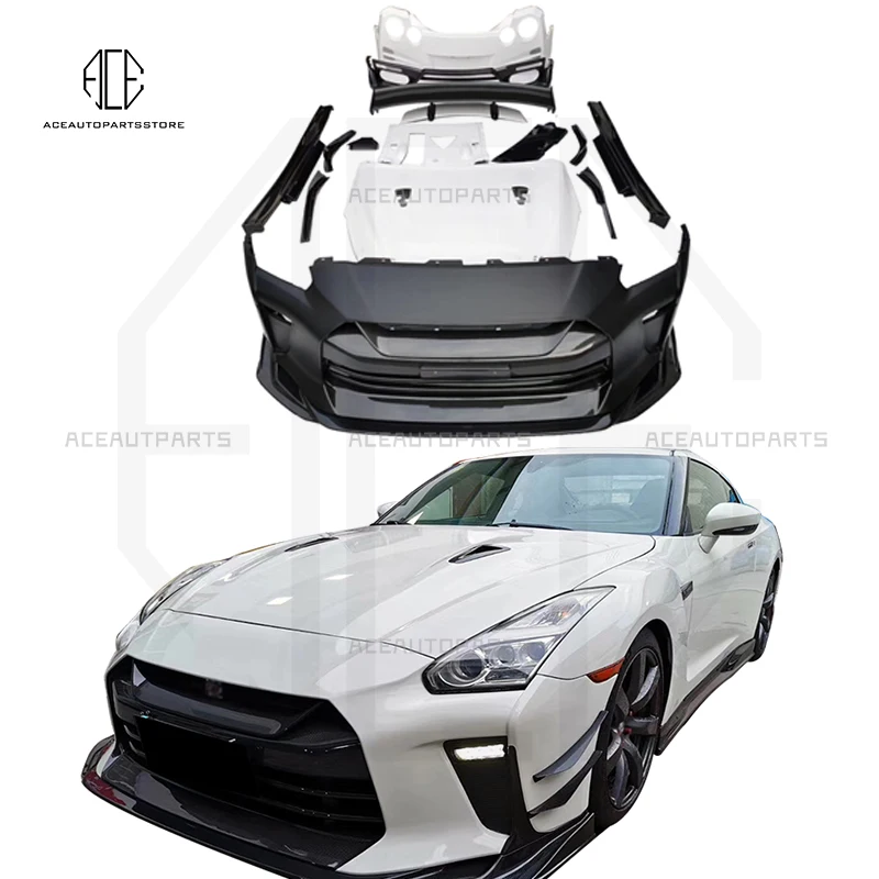 FRP and Carbon Fiber Body Kit For Nissan GTR R35 Front Bumper Rear Lip Rear Spoiler Engine Hood