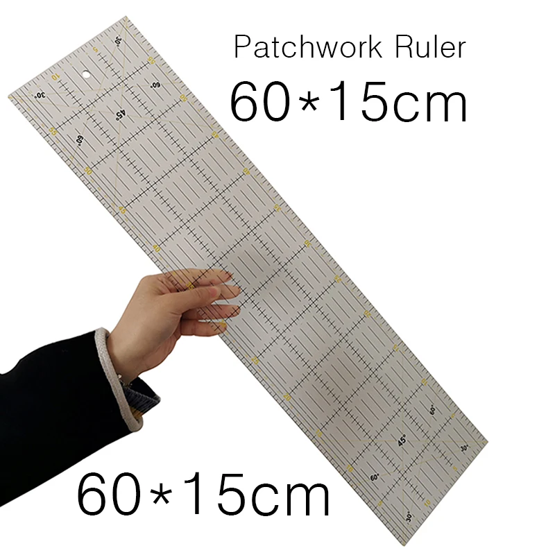 1 Uds. Regla alineada de retales acrílicos de 60x15x0,3 cm, regla de dibujo transparente, regla DIY para oficina y escuela, suministros de medición de costura