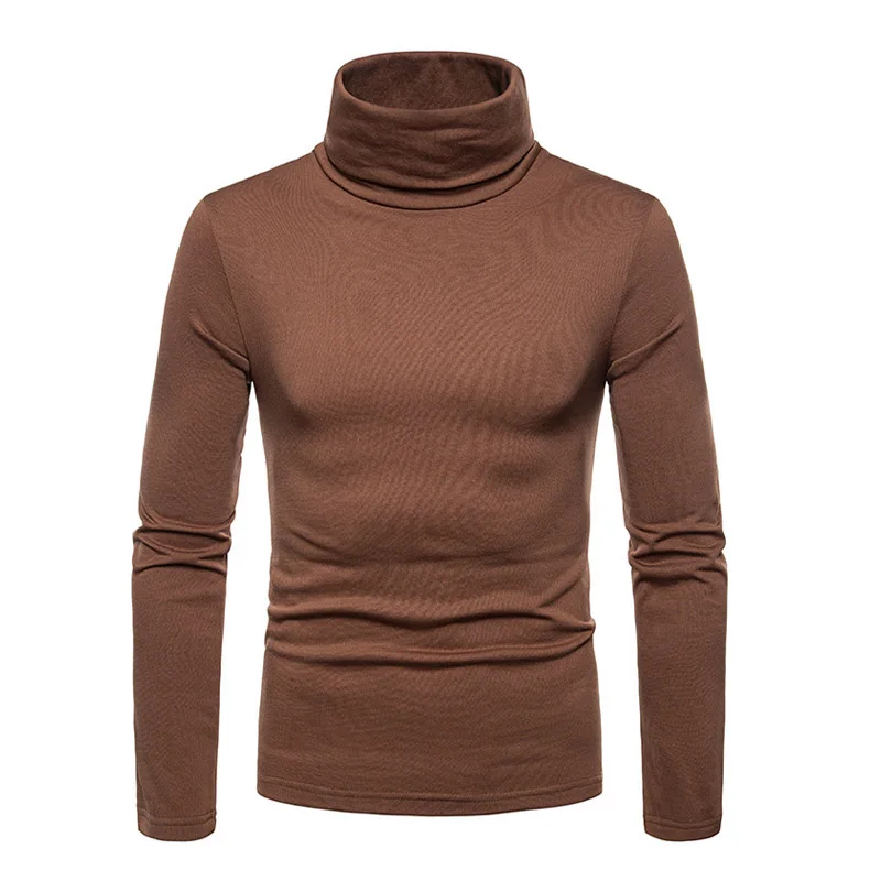 Sweter z dzianiny jesień zima mężczyźni nowy Casual wąska z dzianiny sweter mężczyźni komfort cienkie swetry z golfem jednolity sweter Pull Homme