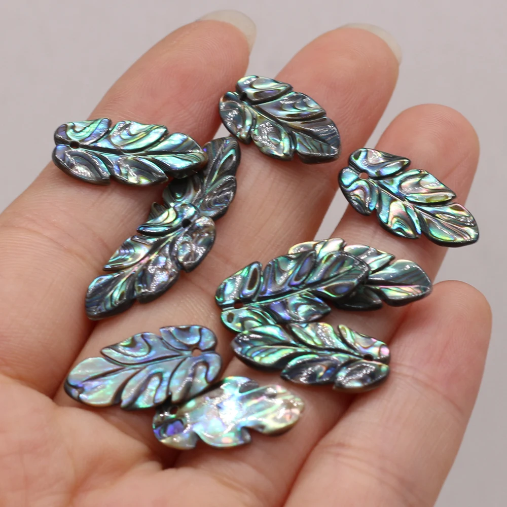 Natural Abalone Shell Beads Pendant Leaf-shaped Mother of Pearl Shell Charms for DIY Necklace Earring Jewelry Making Accessories view 6