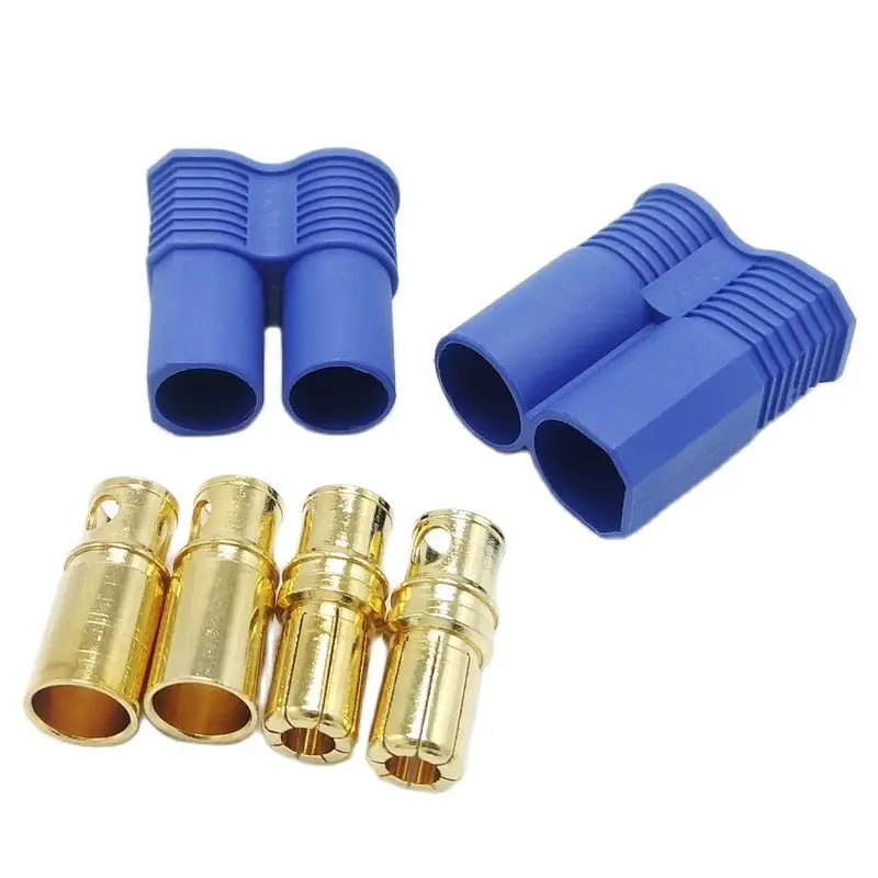 EC8 Connector Plug Socket 8mm High Current Double Blue Banana Connector For Car Model RC ESC Lipo Battery 1Set
