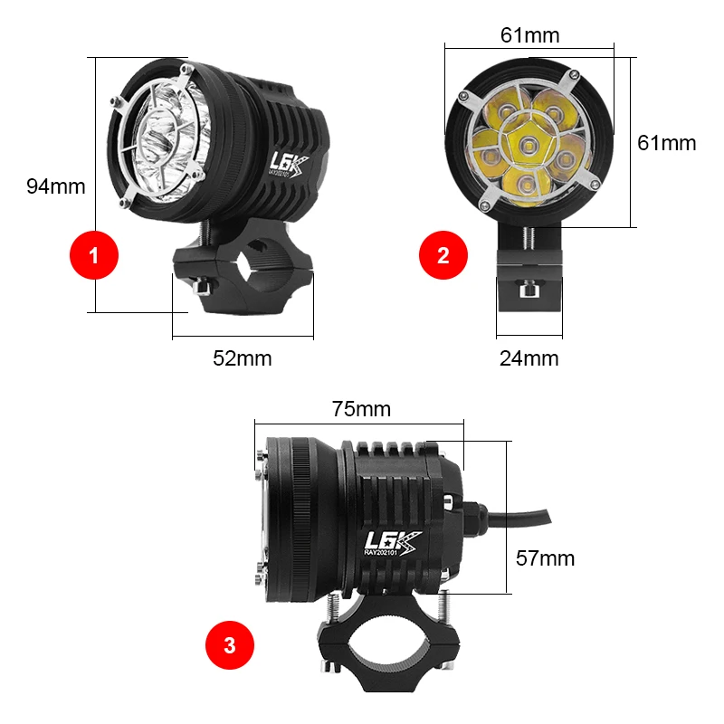 EURS L6K LED Motorcycle Headlight spotlight External Moto Led lamps DRL Accessories Spot Fog bulb led motorbike Headlamp 12-80V