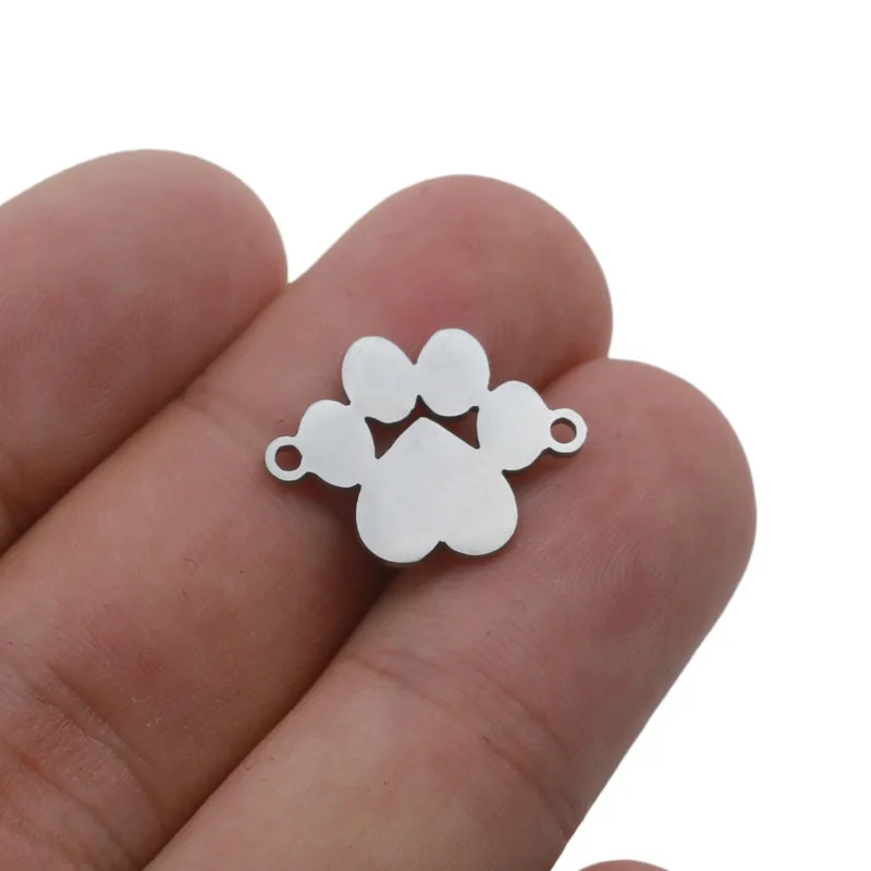 5 cái/lốc Thép không gỉ Charm Kết Nối cho DIY Trang Sức Làm Gấu Chó Thú Cưng Paw Hạt Trang Sức Phát Hiện Làm Phụ Kiện