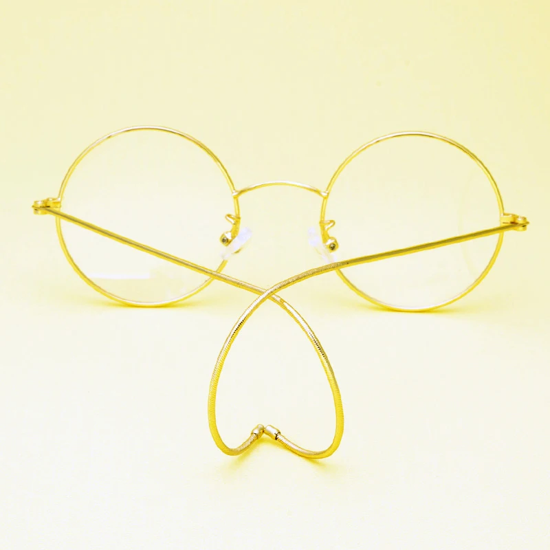 Vintage Men Golden Circular Eyeglasses Metallic Fiber Frames Spring Temples Ultra Lightweight Prescription Eyewear