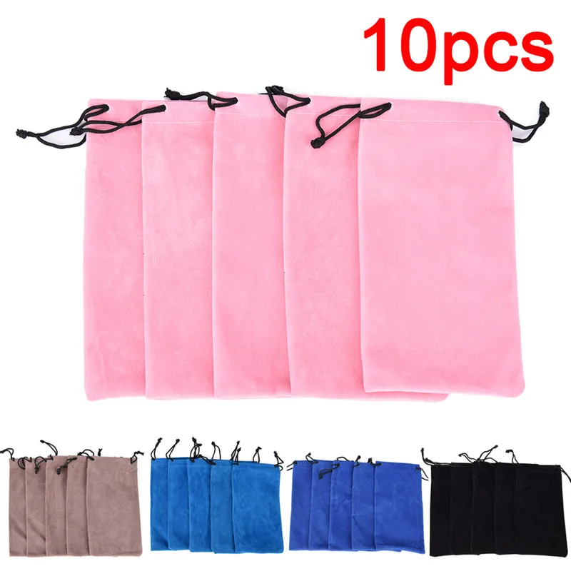 10pcs/lot In Velvet Material Very Soft Eyeglasses Pouch Drawstring Sunglass Bag Eyewear Cases Bags