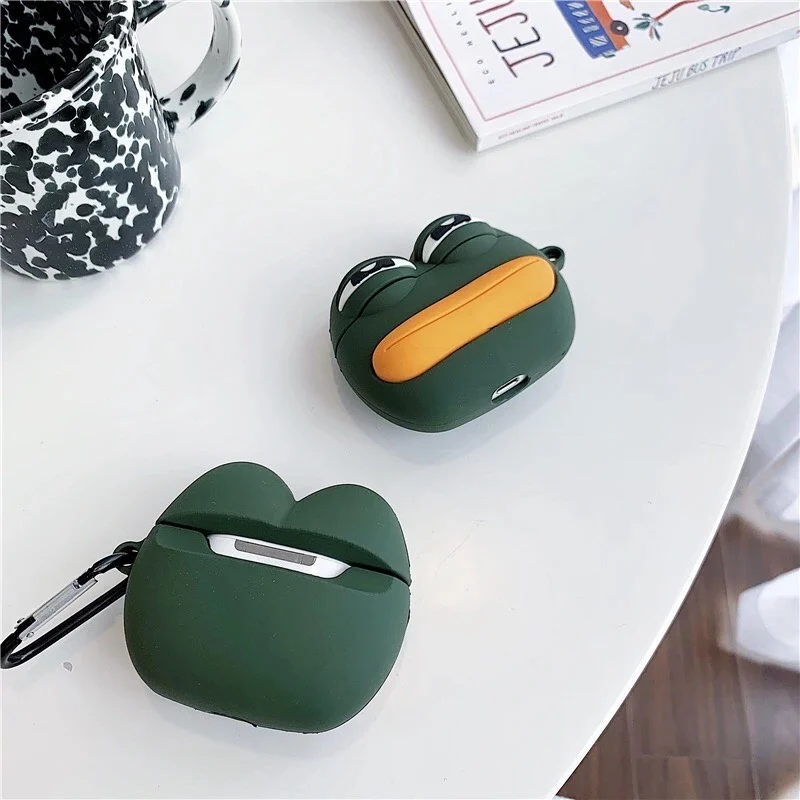 Fashion INS 3D Frog Silicone Case For Airpods 1/2 Wireless Bluetooth Earphone Charging Box Shockproof Case For Airpods Pro Cover