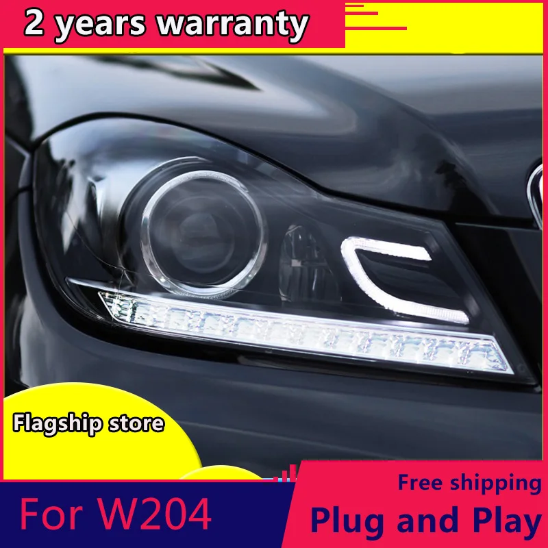 For Mercedes-Benz  W204 headlight  For Mercedes-Benz C-class LED daytime running lights drl Xenon headlights LED turn signal