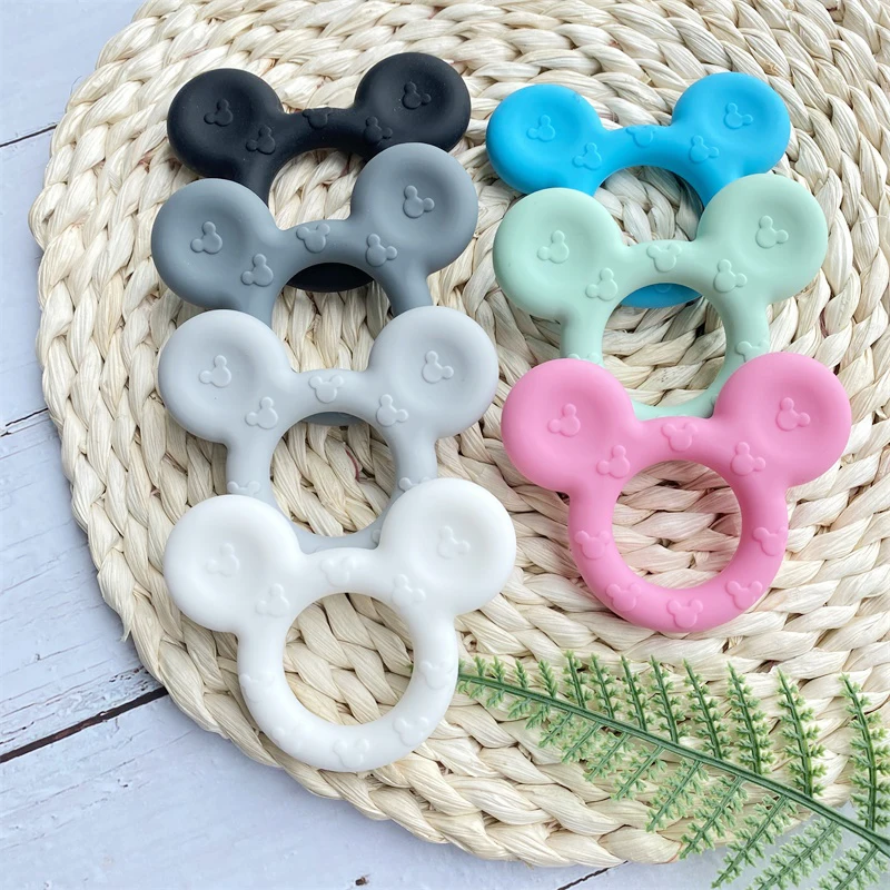 

1pcs Mickey silicone Teether Food Grade Cartoon Teether Nursing Gift DIY Baby Teething Teether Toy Accessories Ring