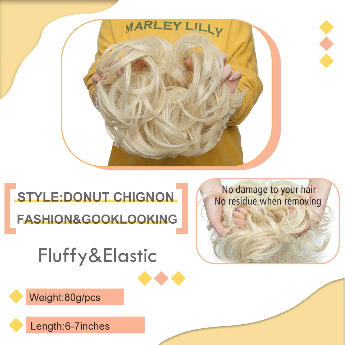 HAIRRO 80g Straight Donut Chignon Hairpieces Synthetic Ombre Elastic Updo Chignon Fluffy Messy Scrunchies Hair Bun For Women image 3