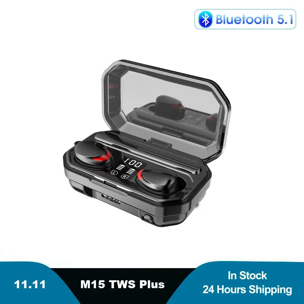 TWS Plus Bluetooth 5.1 Earphones 2000mAh Charging Box Wireless Headphone 9D Stereo Sports Waterproof Earbuds Headsets With Mic