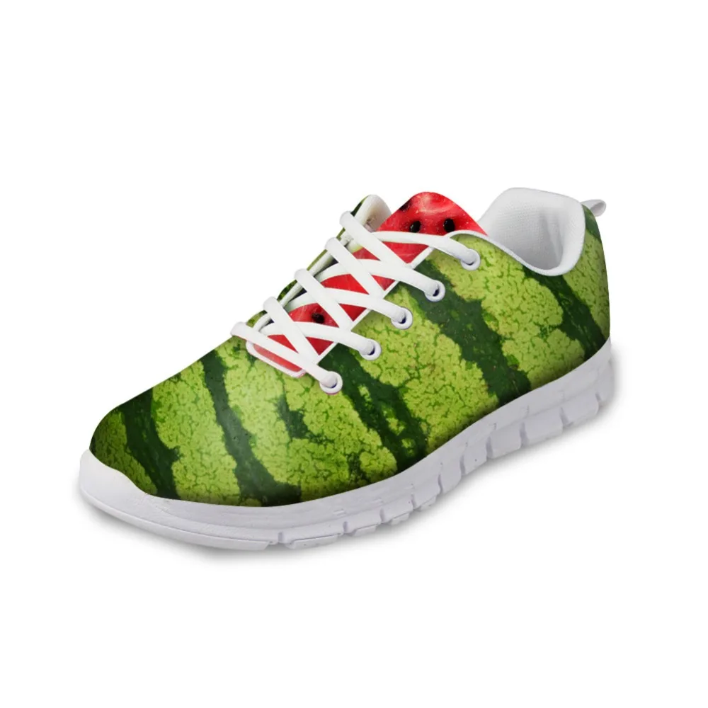 Women Casual Flats Sneakers Vivid 3D Fruit Prints Female's Lace-up Shoes Leisure Low Style Footwear for Teens