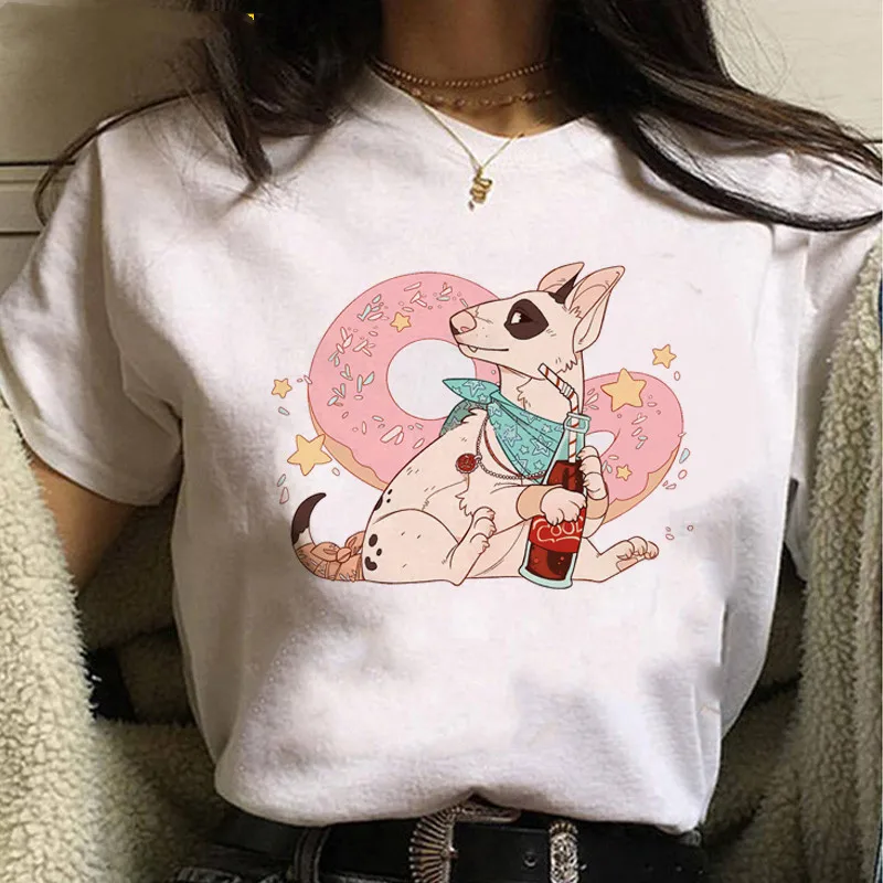 2021 Kawaii French Bulldog T Shirt Women Summer Tops Funny Bull Terrier Graphic Tees Anime Cartoon T-shirt Female Tshirt tops