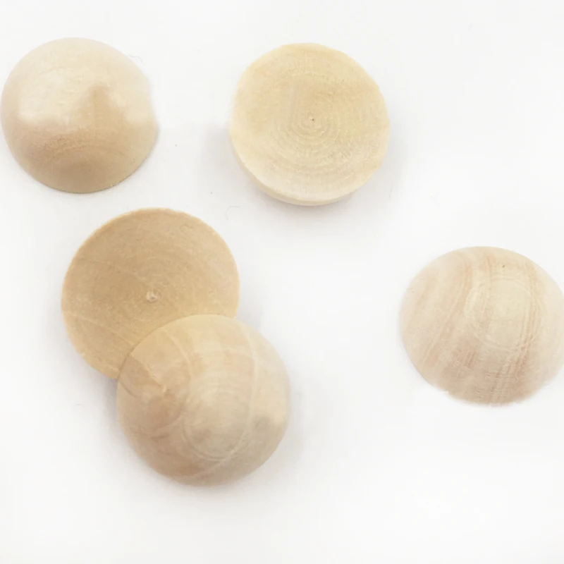 DIY 50pcs Wooden Handicraft Lotus Wood Log Color Half Round Ball Wood Beads For Painting Crafts Work Toys Making