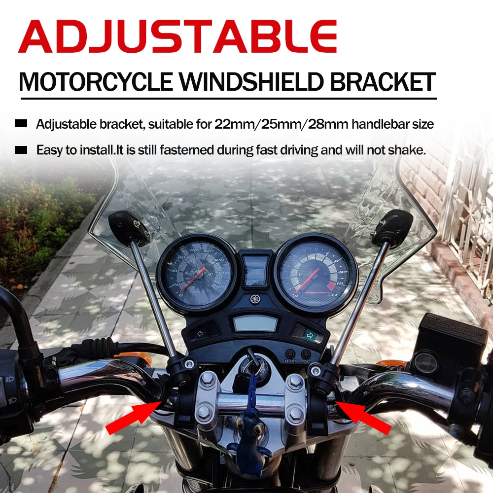 For CB1300 Windshield Mount Fitting Adjustable Windscreen Bracket Universal For Motorcycle With 22MM 25MM 28MM Handlebar For BMW