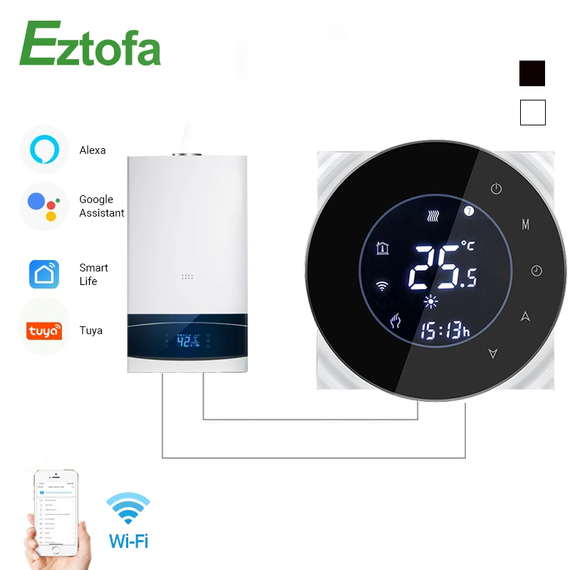 Wifi Smart Water/Gas Boiler Thermostat Tuya Remote Control Backlight Weekly Programmable LCD Touch Screen Temperature Controller