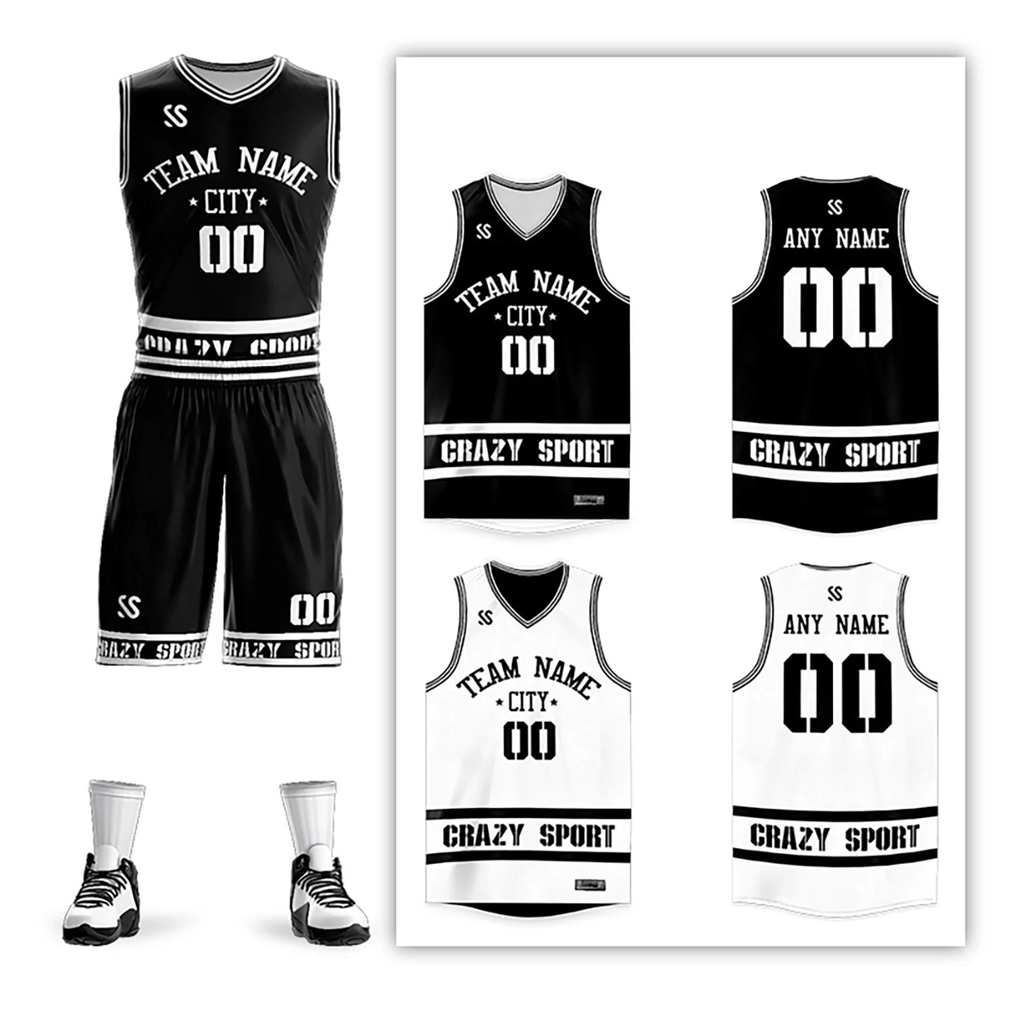 Custom Basketball Fans Sports Set Sleeve Jerseys for Men  Double Sided Printed  Your Team Name and Number