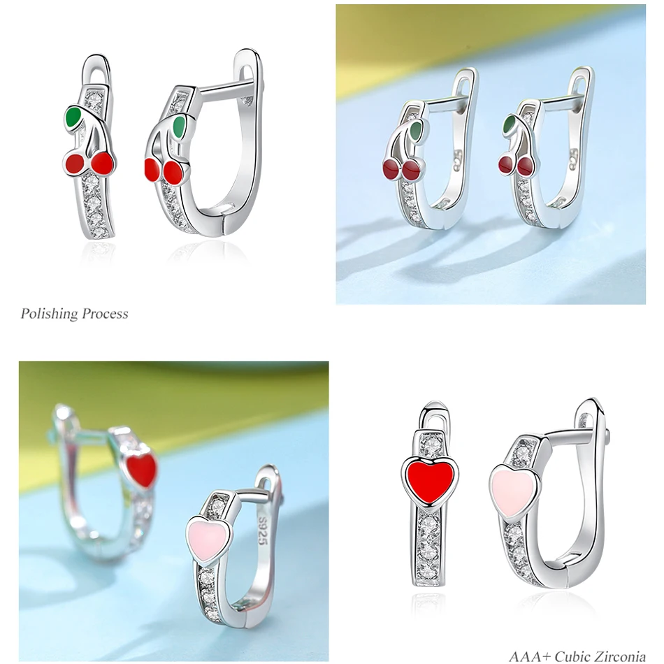 2022 Fashion Jewelry Christmas Stud Earrings Animal Ladybug Clover Heart 925 Sterling Silver Small Earrings for Women Kids Girls