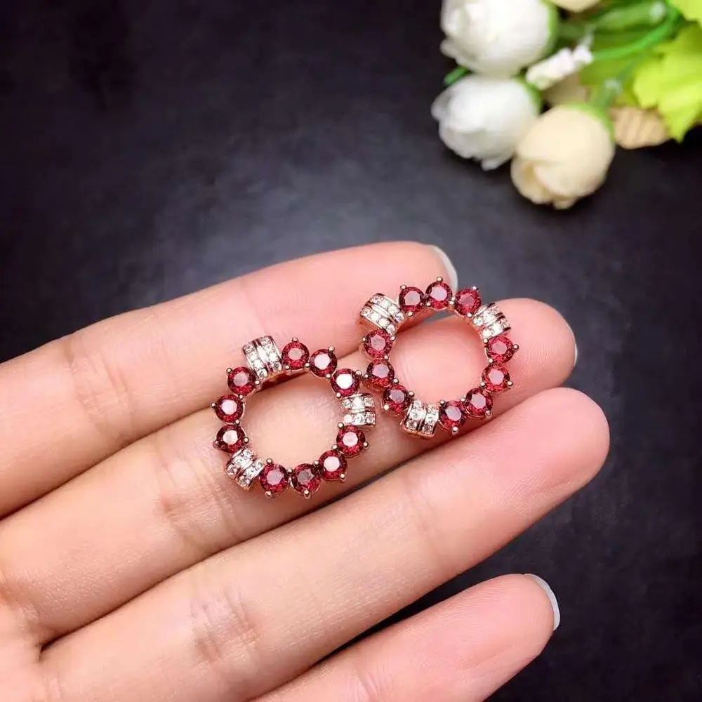 

natural And Real Garnet gemstone earrings S925 silver earrings women fashion earrings New year gift