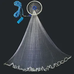 Small Mesh Far Throw Cast Net, American Style, 1.2-2.1m Catch Fishing Net with Ring, Sports Hand Throw, Fishing Network Tool