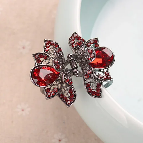 Retro Flower Rhinestones Hair Clip Hairpins Crystal Crab Hair Claws For Women Girl Hair Accessories