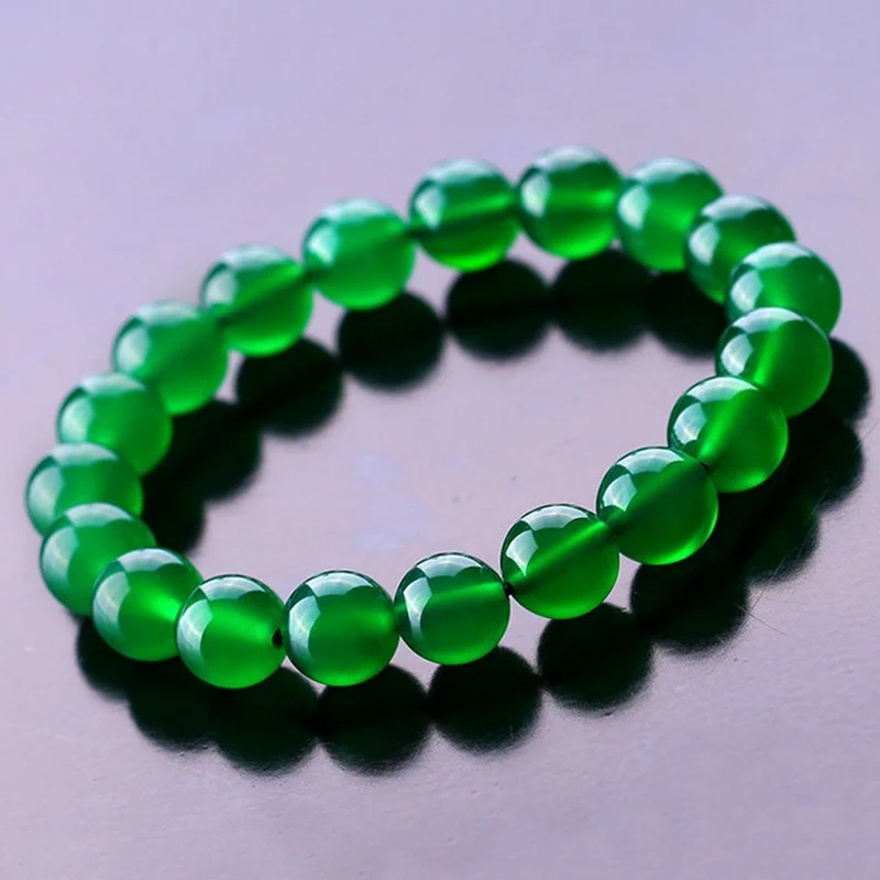 Feng Shui Gift 7A Green Agate Chalcedony Crystal  Bracelet for man and women good Lucky Amulet Jewellery