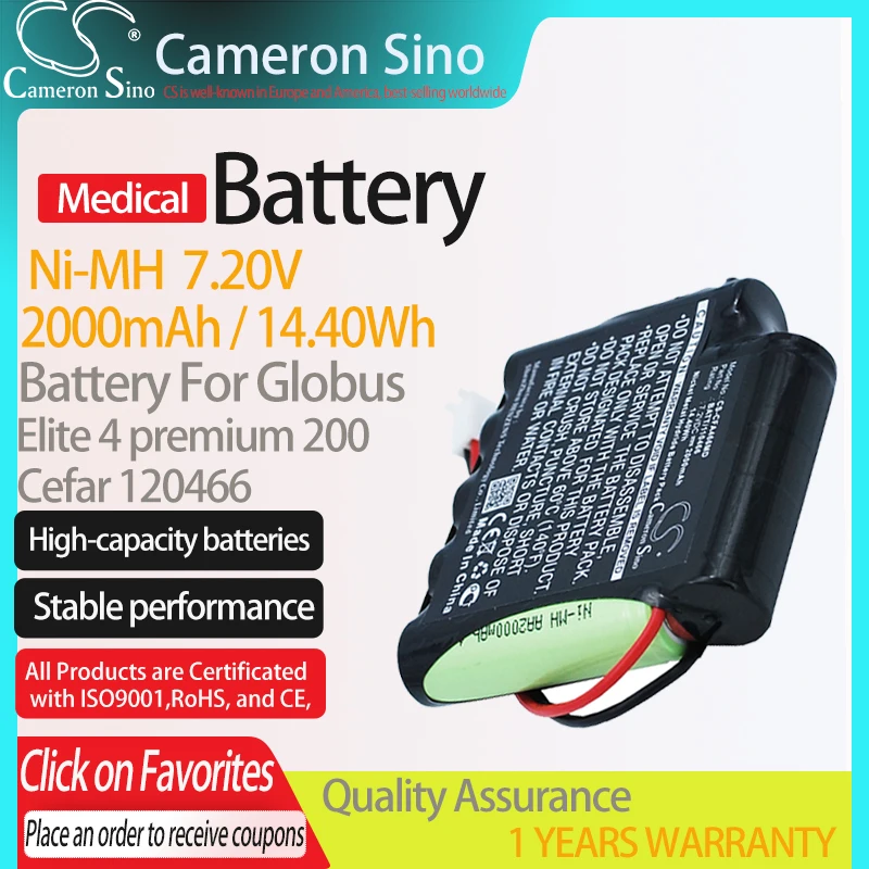 CameronSino Battery for Globus Elite 4 Stimulator A1B fits Cefar 120466 MYO REH AB4 Medical Replacement battery 2000mAh/14.40Wh