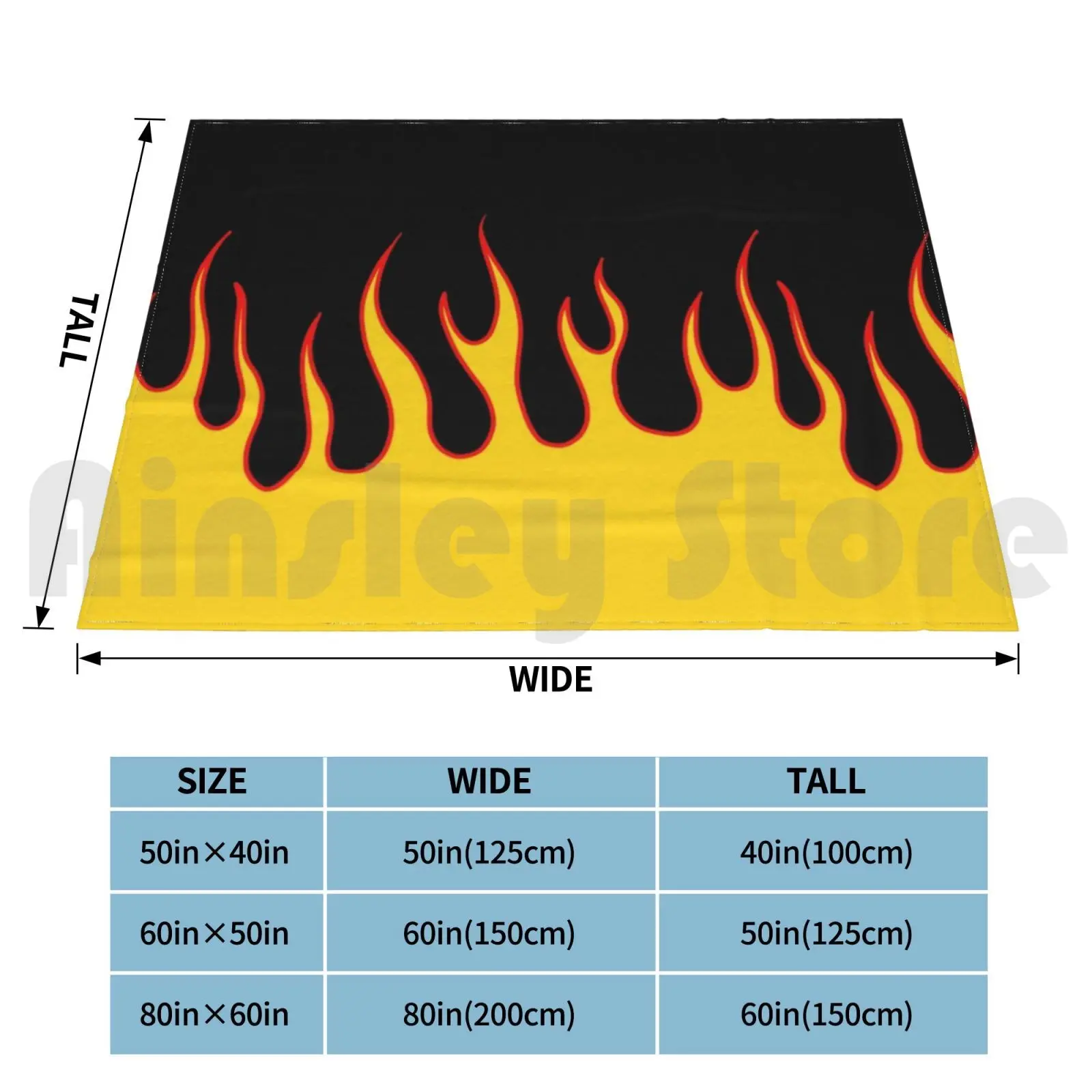 Black And Yellow Flames Blanket For Sofa Bed Travel Skull Fire Hell Burn Flames Hot Rod Flames Biker Bikers